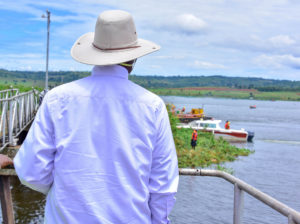 Museveni at Owen Falls Dam