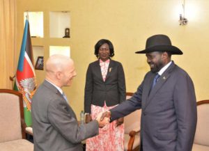 salva kiir and Tom Hushek