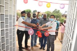 Geesons Limited MD Gurcharan Singh Sambih hands over the facility to BUL’s CFO Mathew Kok and Liu Chin Jiann (Senior Factory Manager)