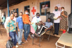 Yogi Steels Director Mr.Nandlal Thummar ,HR Liz Mbeiza and Mr .Sanjay at the Launch of the Blood Donation at Yogi Steels Ltd (1)
