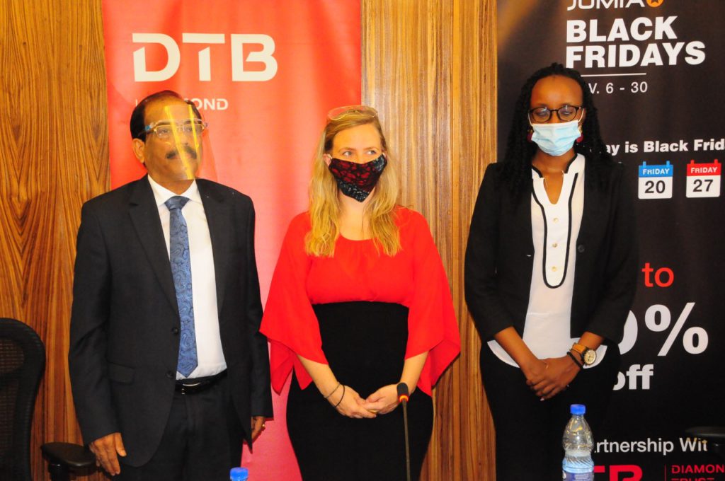 (L - R) DTB MD Varghese Thambi, Jumia CMO Lliana Bjorling, Jumia PR Abaho Samantha.