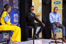 John Blaq (C) makes his remarks at the launch of the MTN Caller Tunez Awards