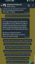 A screen shot where some ministers and Mps were removed from the group