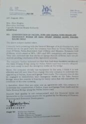 Museveni letter to UNRA boss, Kagina