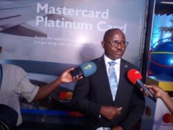 Centenary Bank Managing director, Fabian Kasi addressing Journalists at Kampala Serena Hotel on Monday