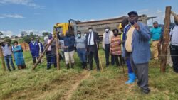 Rwamirama touring the on-going developments at the Bull-stud and the National Livestock Quarantine Centre
