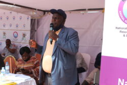 The Manager Assisted Reproductive Technologies and MC of the day Dr Jackson Mubiru managing the event
