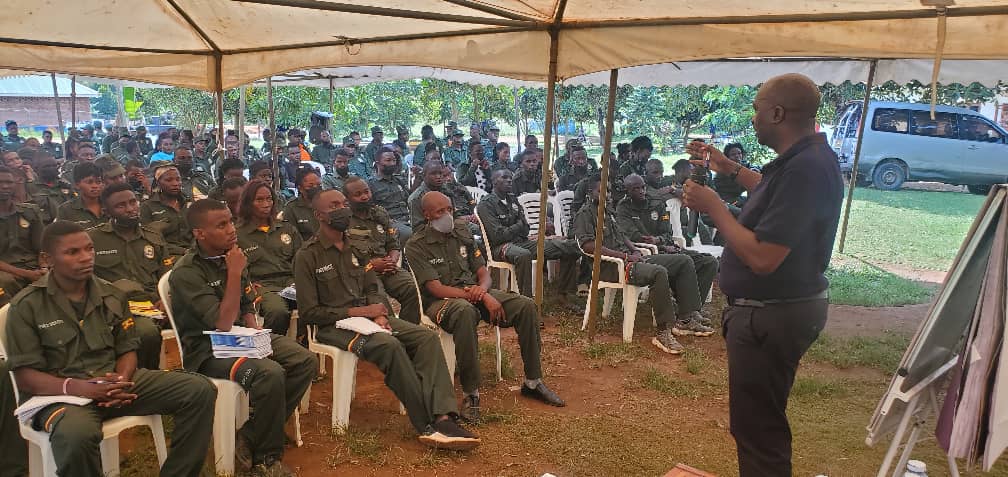 Bashaasha lecturing to the attentive youth leaders on Sunday