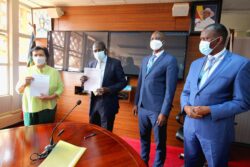 Stalled Lubowa hospital investor(L) and Min of finance officials after signing the agreement