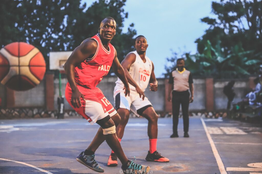 Action between Falcons (red) and Nam Blazers on Wednesday evening. FUBA Photo