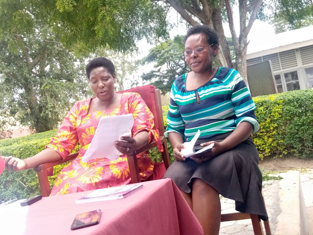 Prof. Mauda Kamatenesi VC Bishop Stuart University and Rose Rwankore the University PRO during a press briefing
