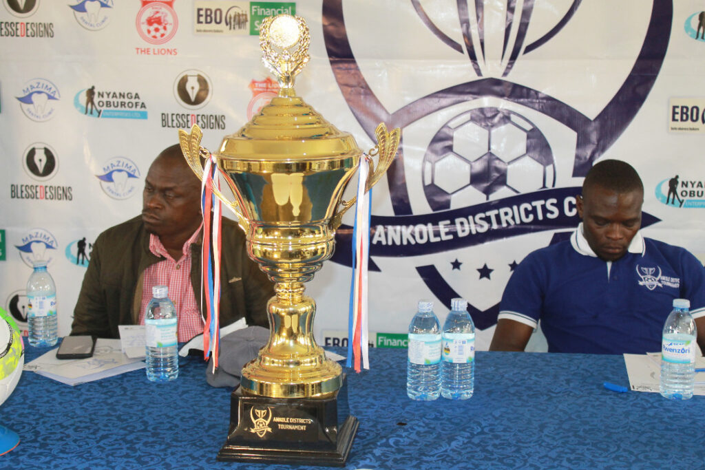Didas Tabaro the Mbarara District Chairman (Left) during the Launching of Akore District Sport gala recently (1)