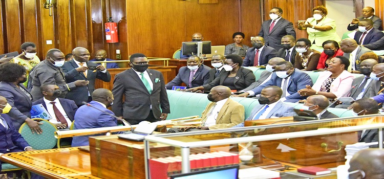 Hon. Norbert Mao entter Chamber after swearing in as Minister of Justice, 2 Aug 2022