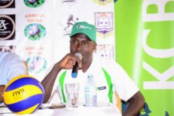 KCB Nkumba Coach Tonny Peter Lakony speaks at a previous event.