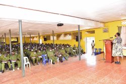 Minister for the Presidency Milly Babalanda delivering Operational guidelines to RDCs and deputies at NALI, Kyankwanzi
