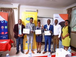 Some of the youth who participated in the program alongside MTN staff (Extreme Left and Right)- File photo