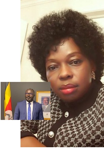 A photo montage of Amb. Aceng and Anite hubby Kajik (inset)