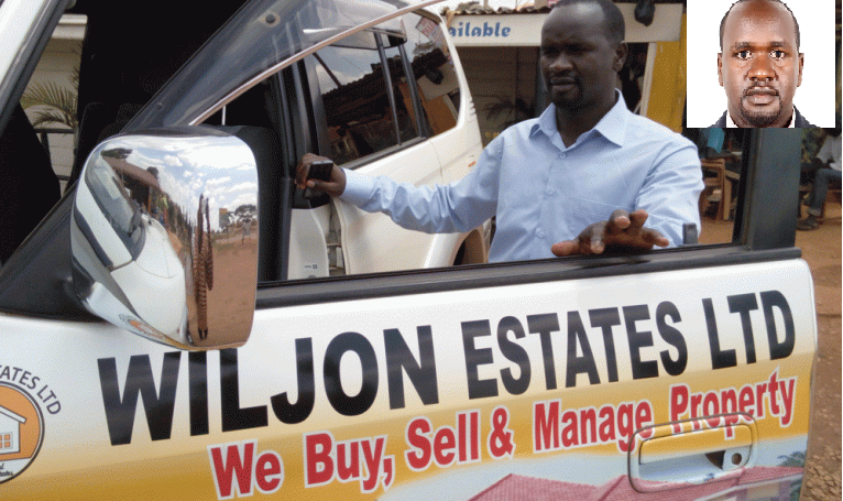 Chemonges (also inset) preparing to jump into his Wiljon frim branded car