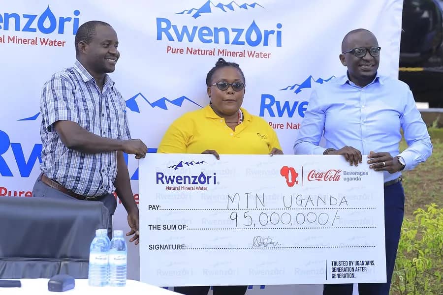 Barbara Kiwanuka (MTN Uganda in charge of Events and Promotions) and Isaac Ssekaasi (Business Development and Commercialization manager at Rwenzori Na