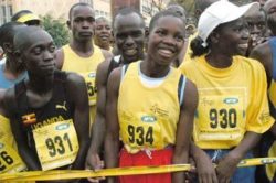 Dorcas Inzikuru (C) at the inaugural MTN Kampala Marathon back in 2004