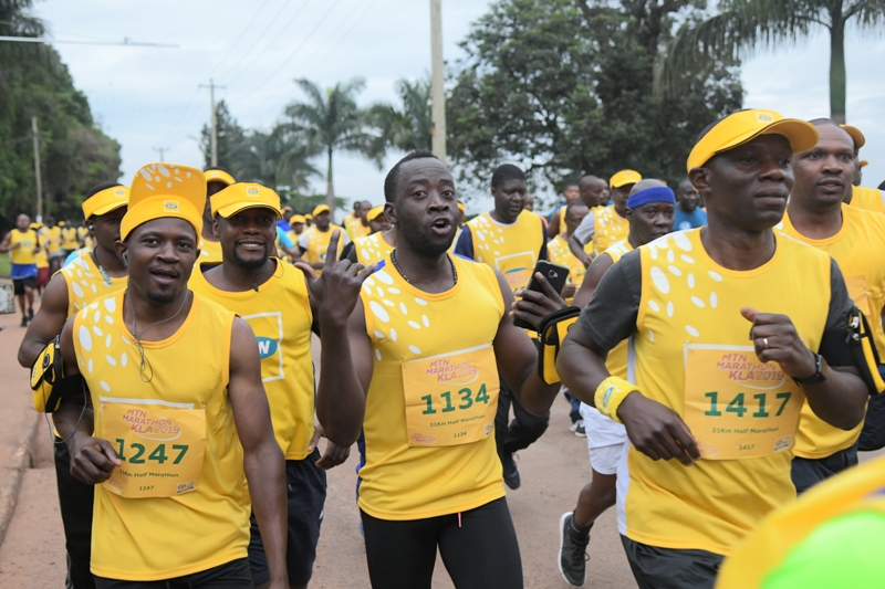 The real heroes. Runners of the 2019 MTN Kampala Marathon enjoying the run whose proceeds went towards revamping selected maternity wards in Uganda