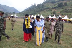 Minister Mutuuzo accompanied by Ndamira inspecting the guards