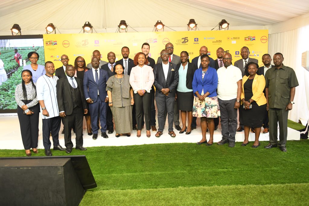 Executives of entities sponsoring the upcoming Uganda-South Africa summit in agroup pihoto after addressing the media in Kampala
