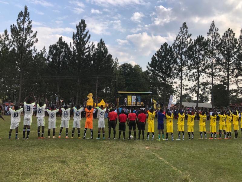 Mwenge North in Yellow and Mwenge South in white at the beginning of their semi final game