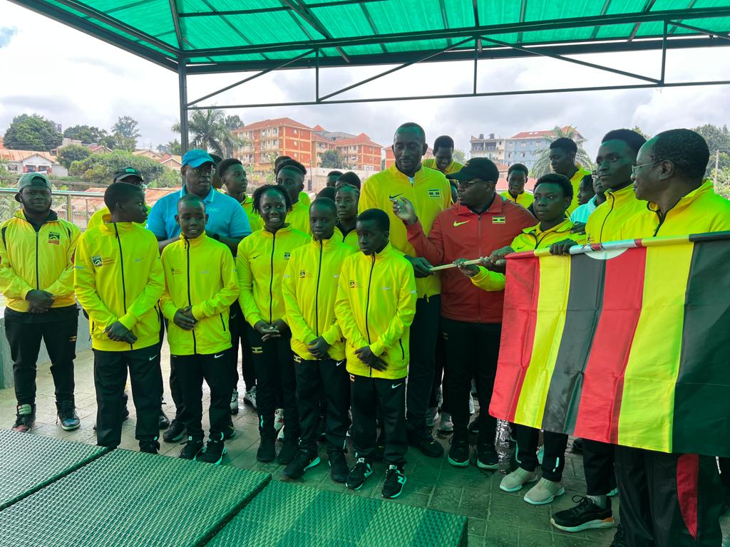 The Uganda swimming team flagged off by NCS Chairman