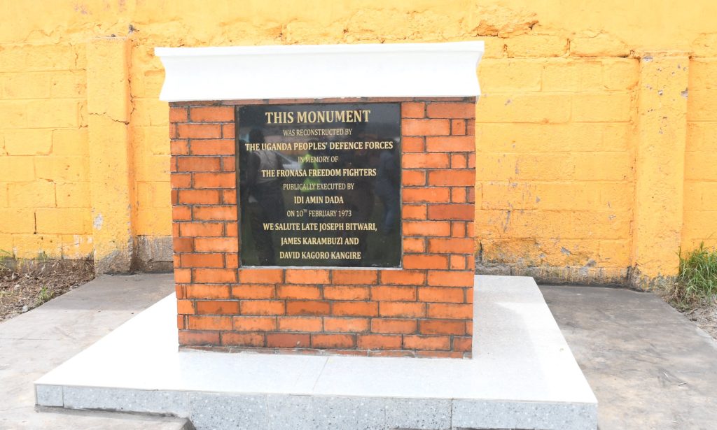 the Monument that was erected at kabale stadium the spot where they were put on firimg squad
