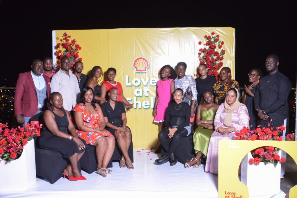Winners posing for a photo with Shell staff at Skyz Hotel Naguru during Love at Shell dinner