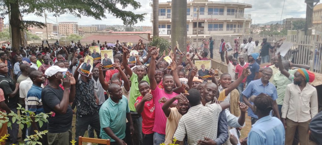 Bodaboda riders rallying behind Lauben Turyahebwa during voting time