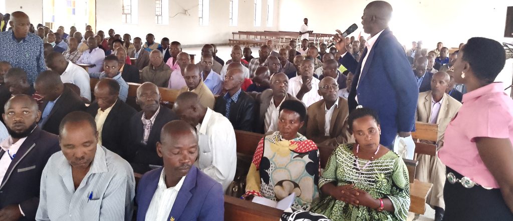 LC one being trained by one of Local Government official in Rubare
