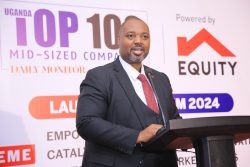Anthony Kituuka, Equity Bank Managing Director giving remarks at Top 100 SMEs Survey Campaign launch at Sheraton.jpg