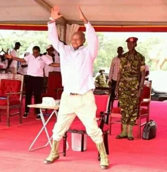 Museveni attending an Anti-Corruption rally at Kololo in 2019