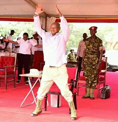 Museveni attending an Anti-Corruption rally at Kololo in 2019