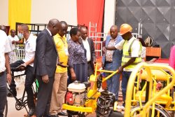A Youth participant exhibits equipment innovated during the NTV SkillsFest at Motiv Kampala.