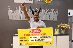 Vicensiyo John Barengyire, a 46-year-old carpenter, played Daily Lotto for the first time with a UGX 3000 ticket, drawn on August 20th.