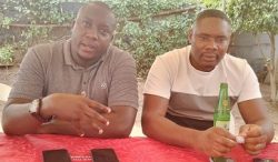 Western NRM Concerned Youth leaders Herbert Nangumya and Edgar Akampa during a press briefing