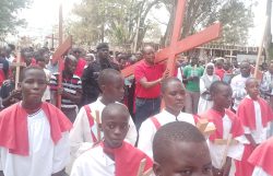 Chrians, Political Leaders and Religious Leaders during the way of the cross in Mbarara City