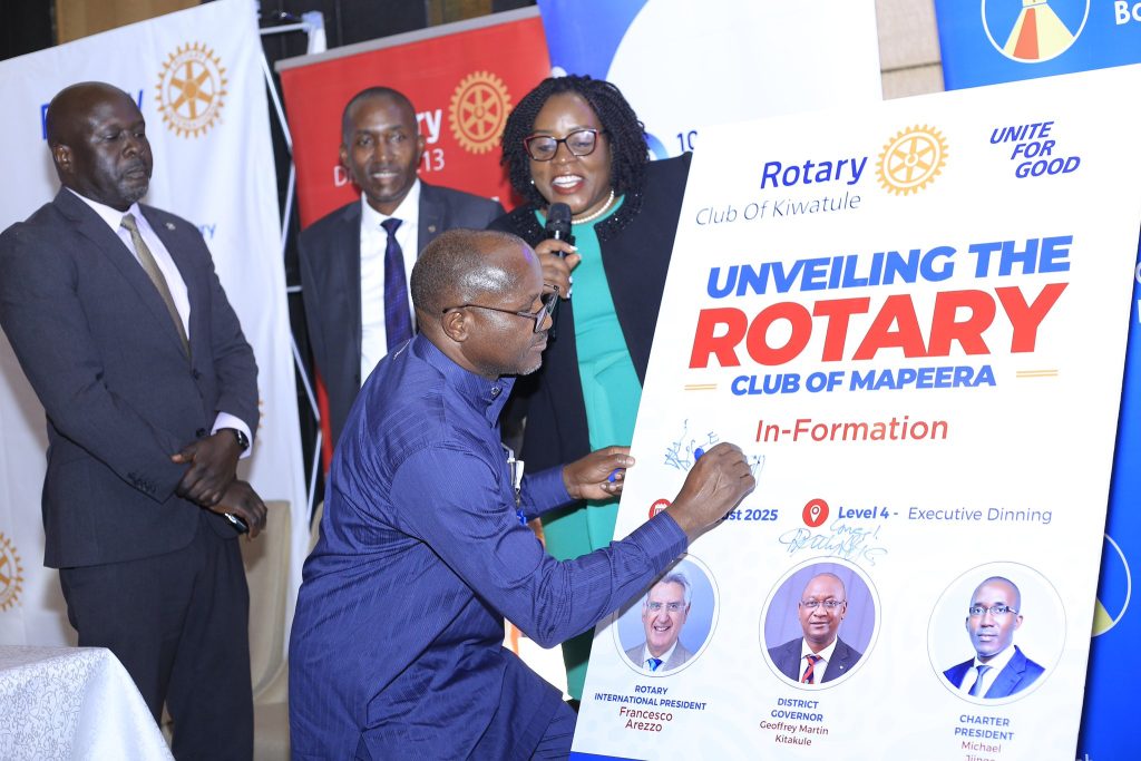 Centenary Bank Managing Director, Fabian Kasi launching the Rotary Club of Mapeera