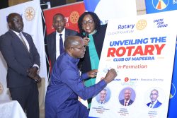 Centenary Bank Managing Director, Fabian Kasi launching the Rotary Club of Mapeera