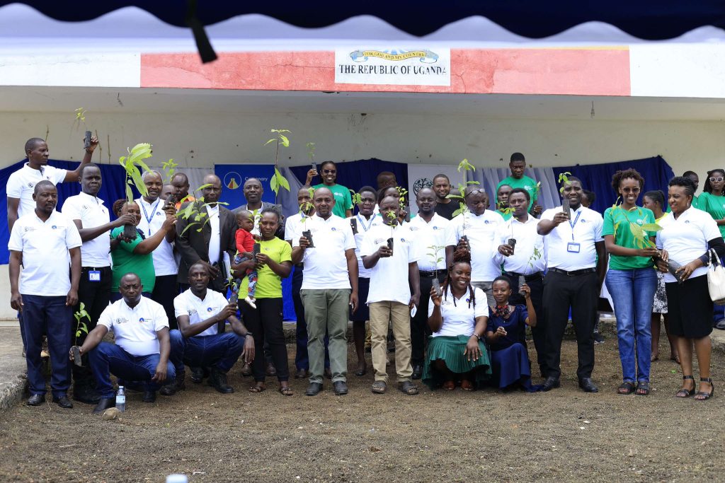 Officials from Centenary Bank, Good Forests Foundation and Kasese District Local Government launching a tree planting exercise in Kasese district