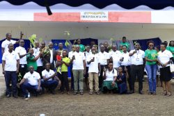 Officials from Centenary Bank, Good Forests Foundation and Kasese District Local Government launching a tree planting exercise in Kasese district
