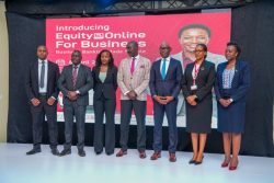 Claver Serumaga, the Executive Director Of Equity Bank, the Guest of Honor Dr. Twinemanzi Tumubweine, Executive Director, National Payment Systems, Bank of Uganda and other officials from EBUL