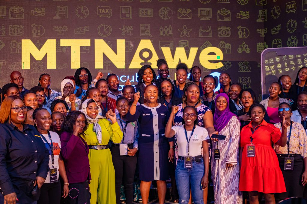 The MTN CEO Sylvia Mulinge poses for a photo with the prospective women suppliers