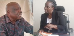 A photo montage of Jomo Mugabe and Justine Barekye, Mbarara City Town Clerk (R)