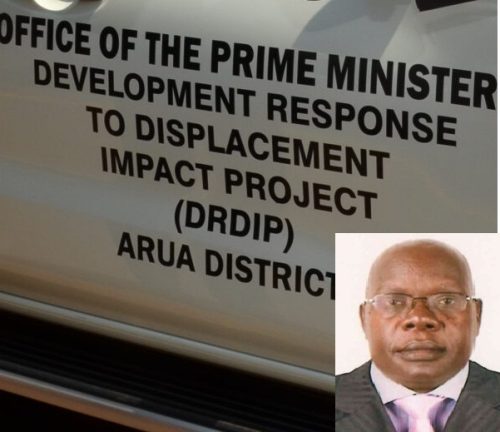 DRDIP donated car to Arua district. Inset is Robert Limlim Director DRDIP