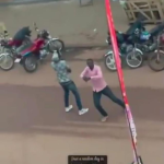 Plain clothed operatives opening fire on the buidling on Monday