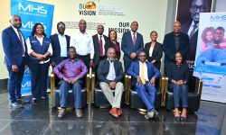 02 In the photo is Equity Banks Board Chair Henry Rugamba, MD Gift Shoko and other senior executives together with the team at Microhaem Scientific in Ntinda